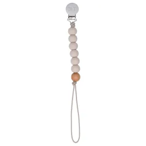 Taupe Neutral Silicone Beaded Pacifier Clip