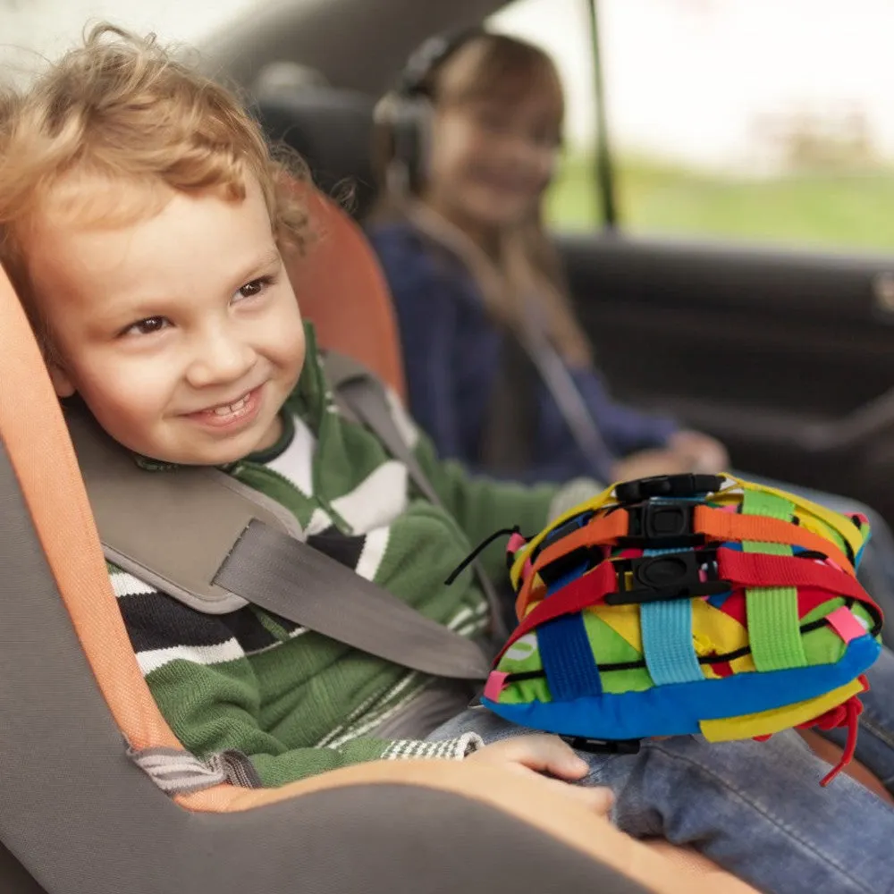 teytoy Sensory Buckle Pillow Toys Activity for Children Learning Fine Motor Skill and Problem Solving Buckles Educational Travel Toy, Plush Threading Counting and Zipper (12 Basic Skill)