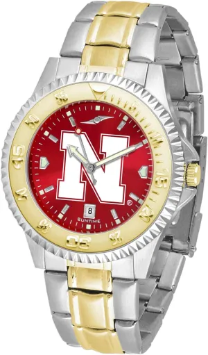 Thai Anochrome Dial SunTime Nebraska Cornhuskers Men's Competitor Steel Watch Two-Tone Gold/Silver with 
