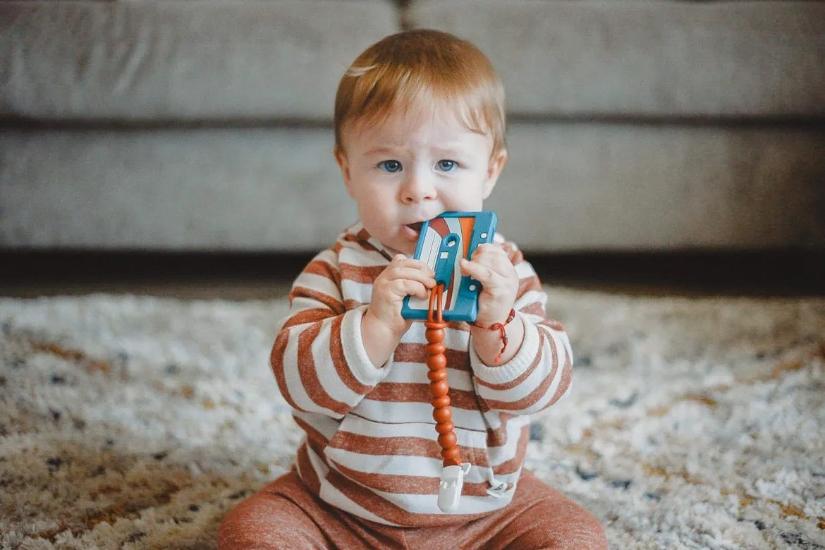 The Cassette Tape Teether with Silicone Clip - Various Styles