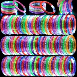 the remark note Dark Party Supplies, 10 Color LED Light Up Bracelets for Adults & Kids Birthday Party Favors, Concert, New Year, Carnival, Raves 160 Pack Glow Bracelets Bulk, Glow in 