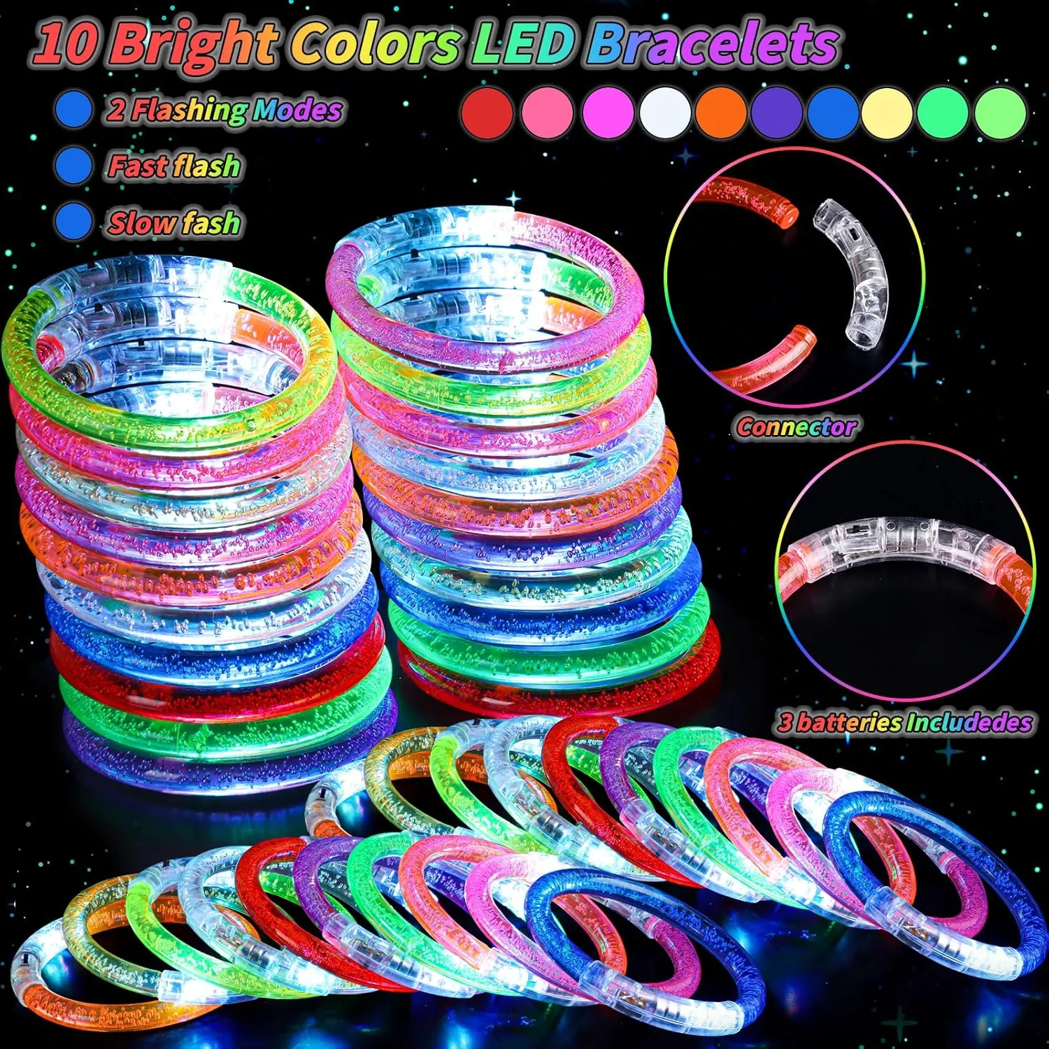 the remark note Dark Party Supplies, 10 Color LED Light Up Bracelets for Adults & Kids Birthday Party Favors, Concert, New Year, Carnival, Raves 160 Pack Glow Bracelets Bulk, Glow in 