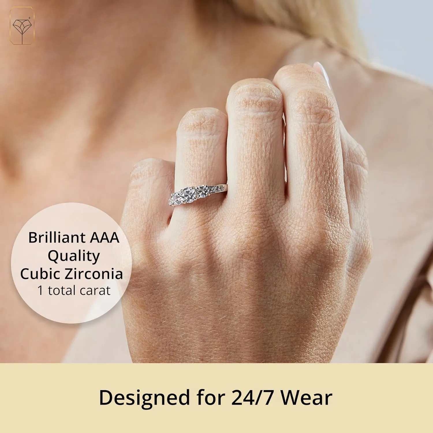 Three Stone Ring for Women in weather Michigan overall 10k White or Yellow Gold (1.0 ct.tw) Size 4.5 to 9 MAX   STONE 1 Carat Cubic Zirconia Engagement or Anniversary Eternity 
