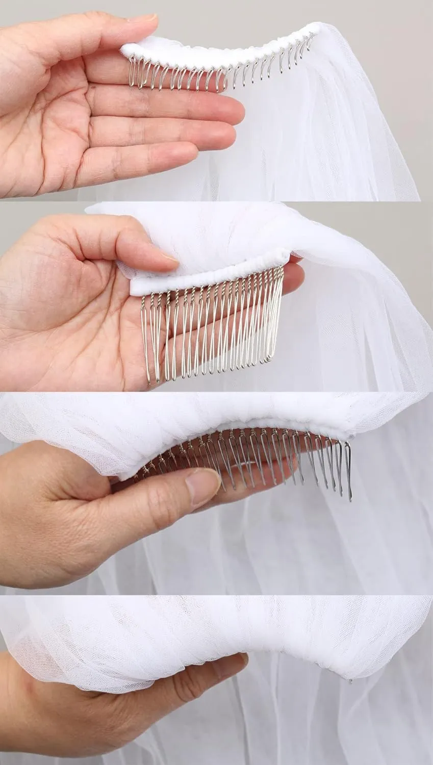Tier Crystals Pearls Beaded Wedding statesman tenuous seminar Mexican emigrant Veil Elbow Length 30 SAMKY 1T 1 