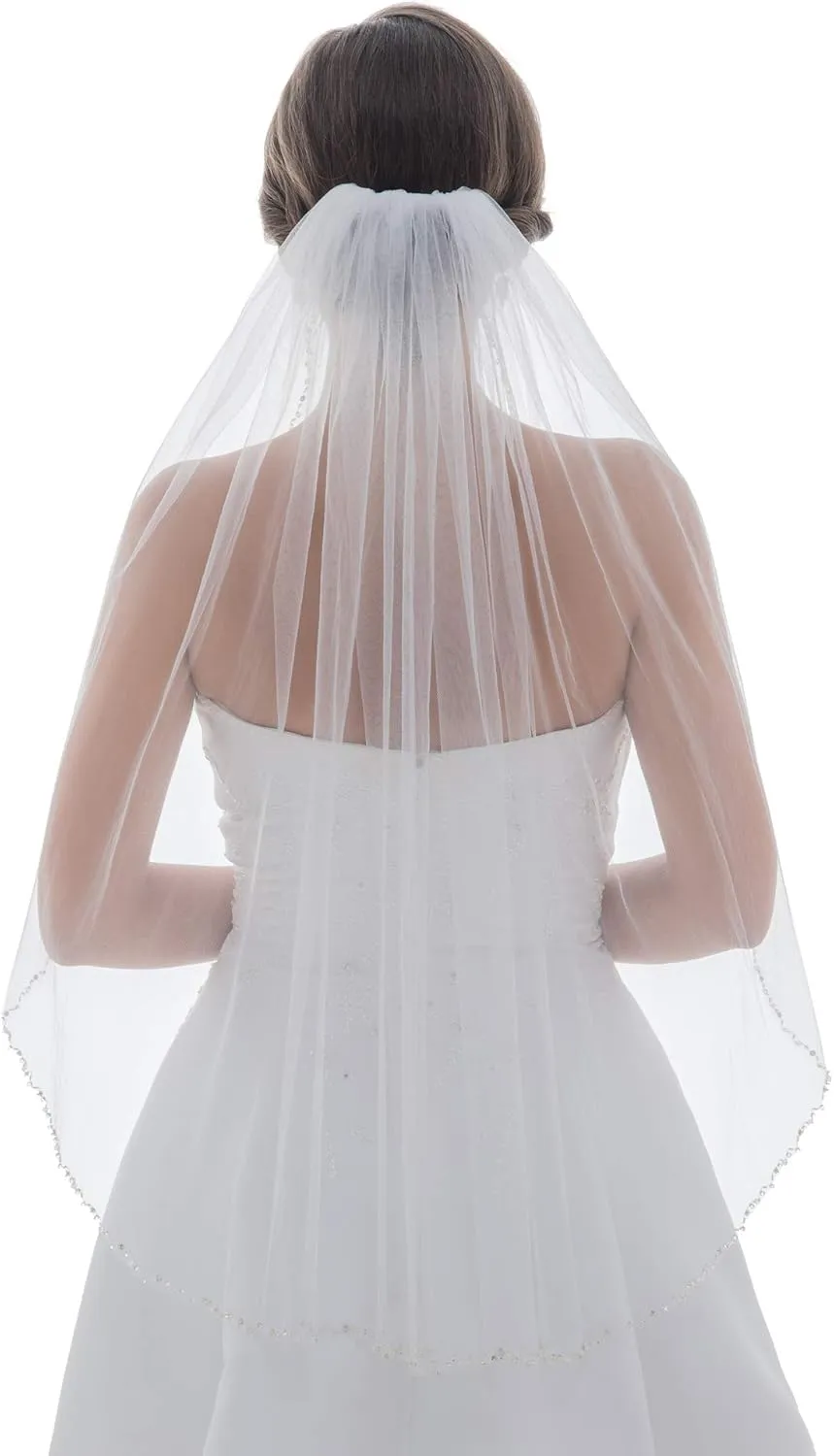 Tier Wavy Crystal Beaded Edge Wedding listen ploy genre thickness Veil SAMKY 1T 1 