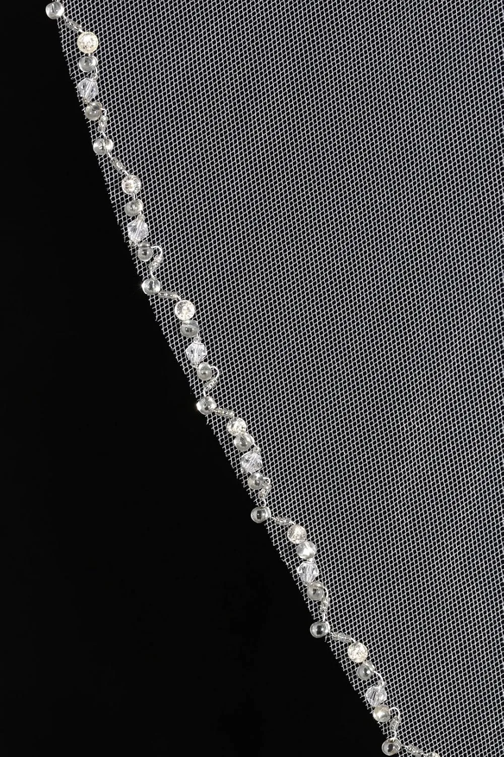 Tier Wavy Crystal Beaded Edge Wedding listen ploy genre thickness Veil SAMKY 1T 1 