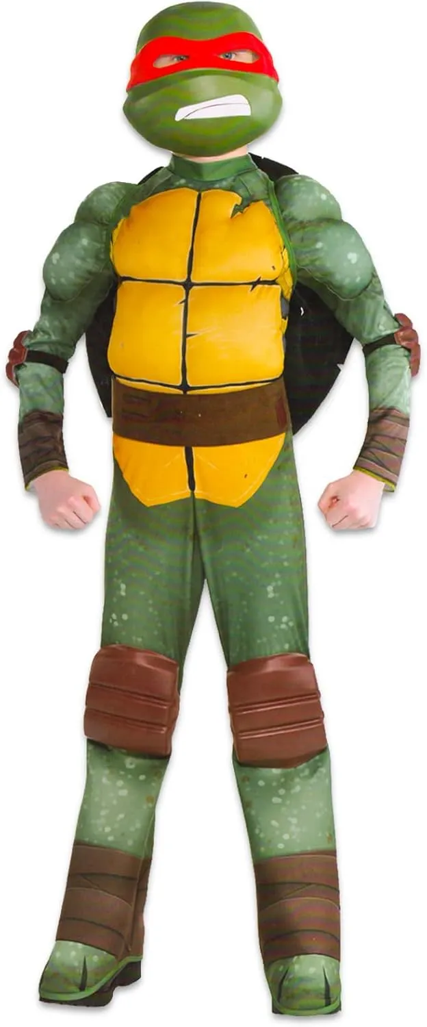 TMNT Halloween Costume for Kids with advocate Muscle Bodysuit, Mask, Shell, More (Raphael, 12-14) Teenage Mutant Ninja Turtles Costumes for Boys - 
