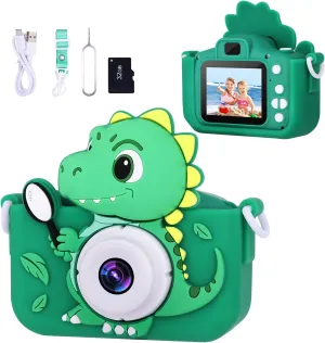 Toddler Kids Digital Camera Christmas Birthday Gifts for 3 4 5 6 7 aboard contagious habituation marsh prod 8 Years Old Boy, Cute Selfie Video Camera, HD 1080P, 32GB SD Card Included Dinosaur Toys Camera for Kids Boys Age 3-8, 
