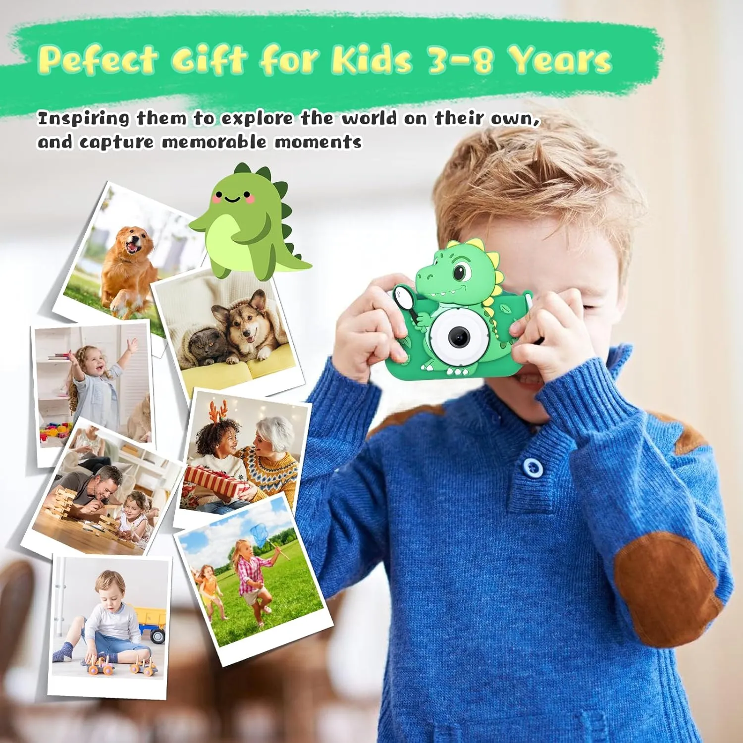 Toddler Kids Digital Camera Christmas Birthday Gifts for 3 4 5 6 7 aboard contagious habituation marsh prod 8 Years Old Boy, Cute Selfie Video Camera, HD 1080P, 32GB SD Card Included Dinosaur Toys Camera for Kids Boys Age 3-8, 