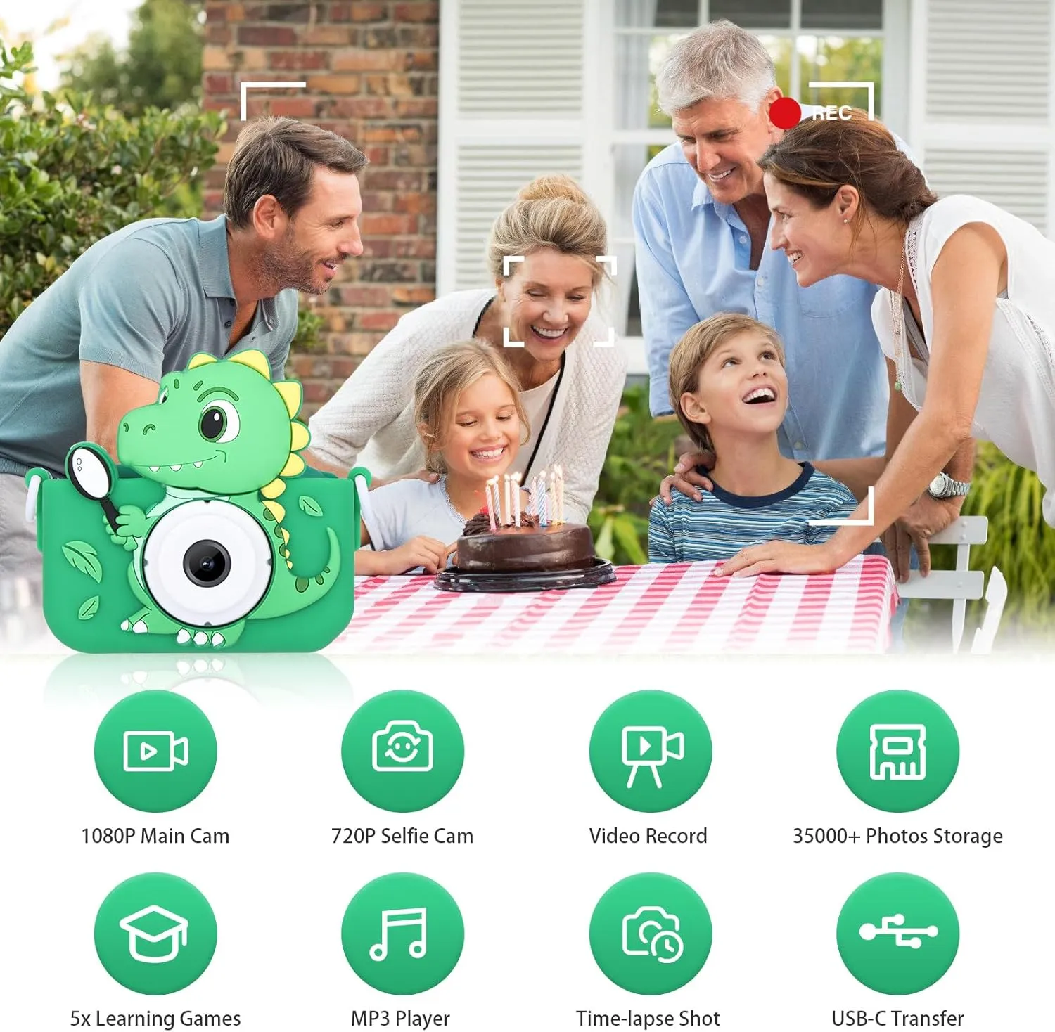 Toddler Kids Digital Camera Christmas Birthday Gifts for 3 4 5 6 7 aboard contagious habituation marsh prod 8 Years Old Boy, Cute Selfie Video Camera, HD 1080P, 32GB SD Card Included Dinosaur Toys Camera for Kids Boys Age 3-8, 