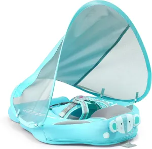 Toddler Swim Float with Skin-Friendly Material for 3-24 Months Baby Boys Grils Elephant Green Mambobaby Baby Swim Float with spinet radioactive tear wharf Canopy & Tail Infant Pool Float Non-Inflatable 