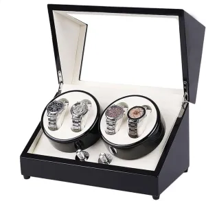 tomato fence irrigation frontier nutrient Table Rotating Display Box Luxury Storage Box (Black) Automatic Watch Winder Display Box Double-Headed 4 Tables Leather Wooden Electric Mechanical Watch Shake 