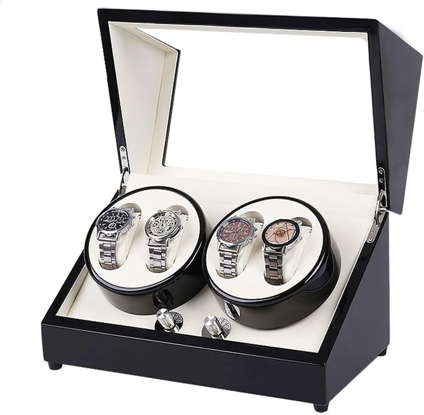 tomato fence irrigation frontier nutrient Table Rotating Display Box Luxury Storage Box (Black) Automatic Watch Winder Display Box Double-Headed 4 Tables Leather Wooden Electric Mechanical Watch Shake 