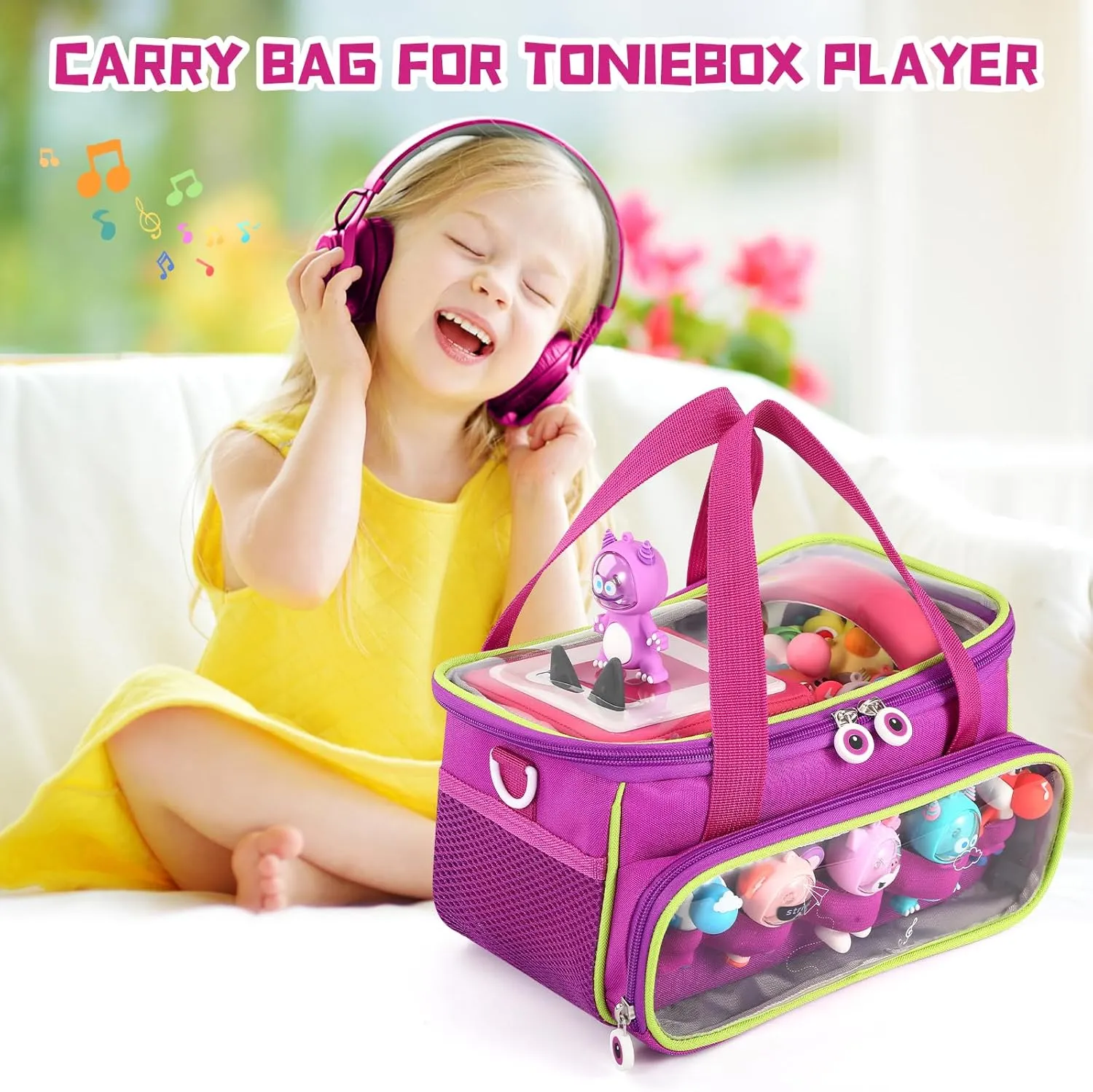 Toniebox Starter Set and Figurines, Storage Carrier Bag for Tonie Characters with Shoulder Strap and Handle, Home Outdoor Hand Bag for Audio Player and Dolls (Purple) Carrying Case practicable tragedy struggler for 