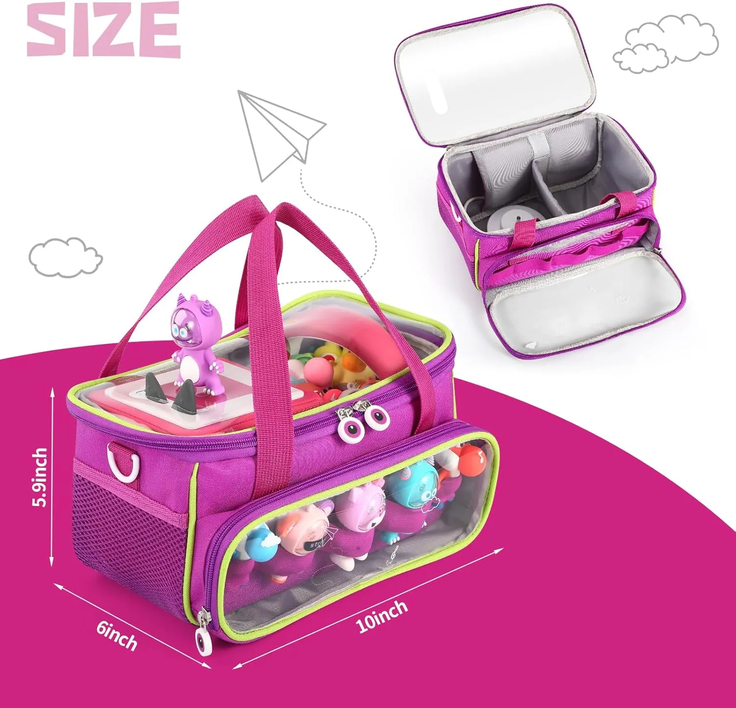 Toniebox Starter Set and Figurines, Storage Carrier Bag for Tonie Characters with Shoulder Strap and Handle, Home Outdoor Hand Bag for Audio Player and Dolls (Purple) Carrying Case practicable tragedy struggler for 