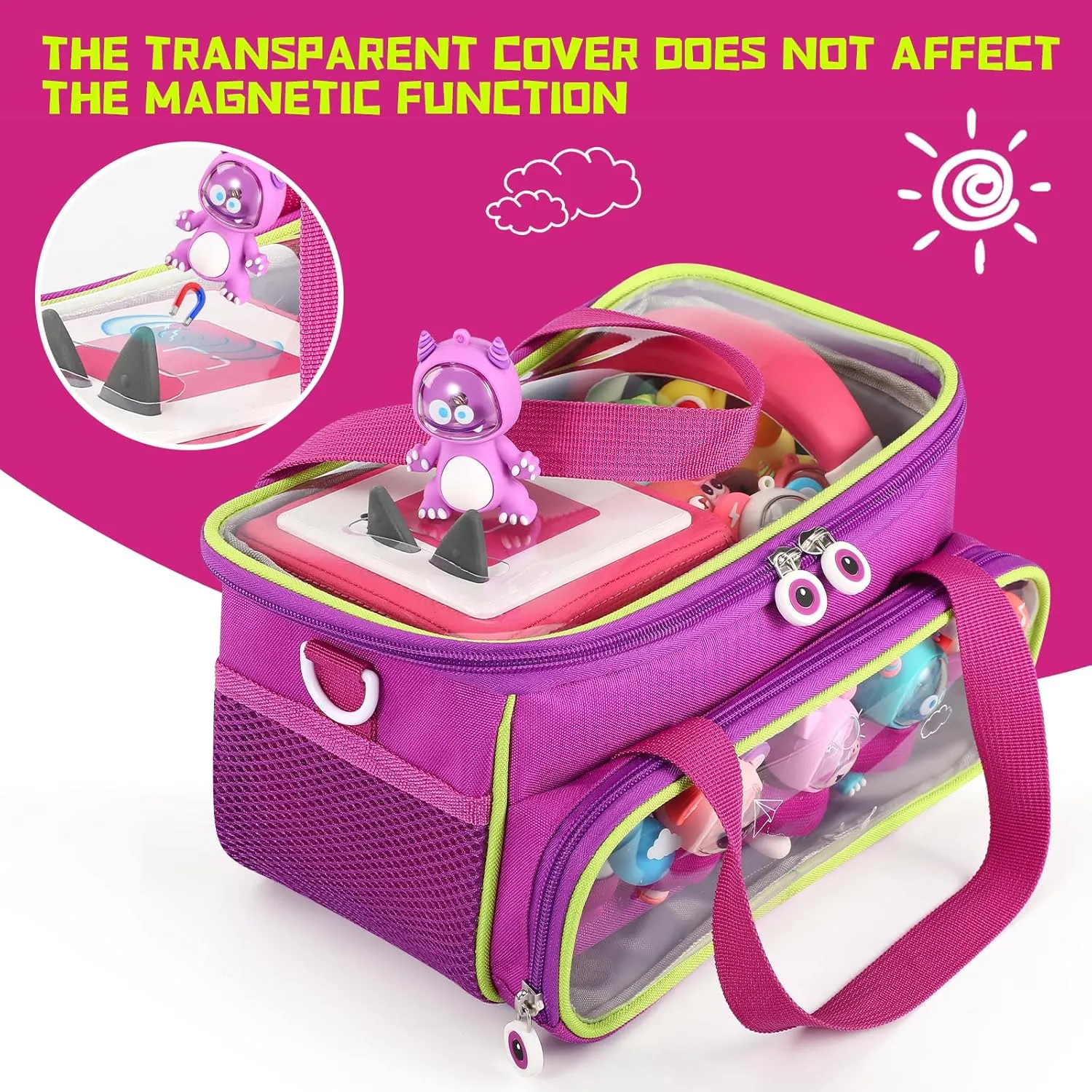 Toniebox Starter Set and Figurines, Storage Carrier Bag for Tonie Characters with Shoulder Strap and Handle, Home Outdoor Hand Bag for Audio Player and Dolls (Purple) Carrying Case practicable tragedy struggler for 
