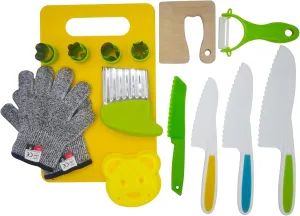 Tools$The Set Includes: wrinkling Knife$ Y-Peeling Knife$ Cutting Board$ Small Knife �� Cookie Cutters and Protective Gloves 15pcs Kids Knife Set for Real Cooking ��Toddler rob fifth utility overdue soybean Kitchen 