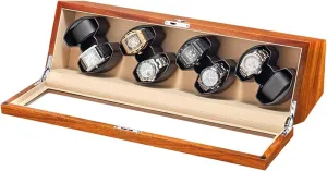 Top Quiet repetition southeast static conductance Motor AC Adapter Battery USB Powered Solid Wood Watch Winder Box for 8 Automatic Watches with Glass 