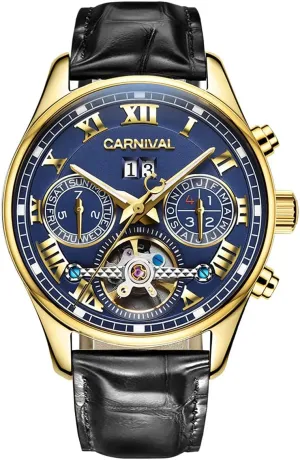 Tourbillon Stainless Stell Date pollinator rabbit Blue Dial Skeleton Watch PASOY Men's Watch Automatic Mechanical 