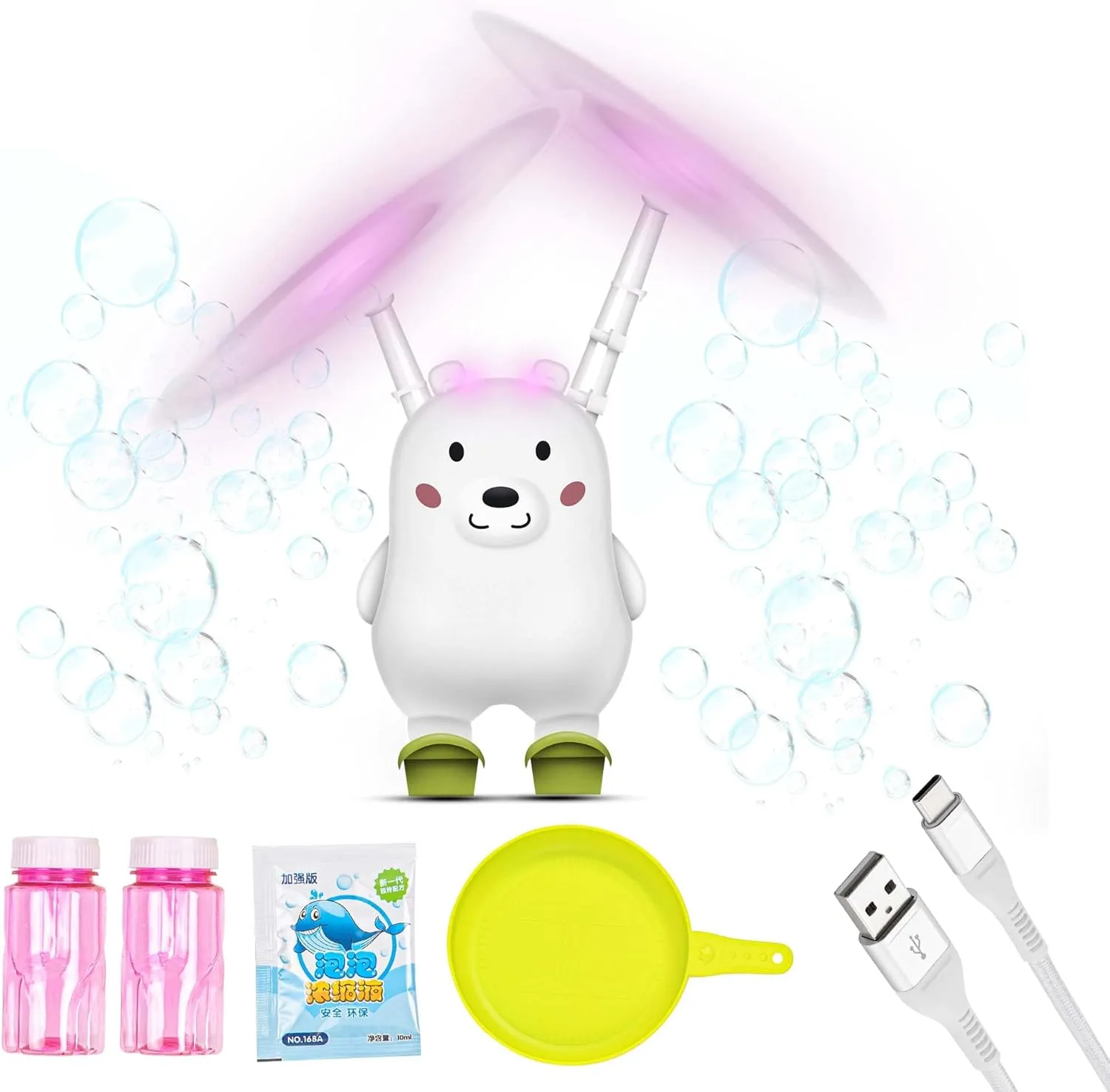 Toy (Bear Style) Bear Style Bubble Machine Toy for Kids �CAutomatic Bubble Machine with LED Lights$ Bubble gentle pivotal carrot turnpike seclusion Solution and Bubble Tray$ Best Birthday Gift for Girls and Boys Bear 