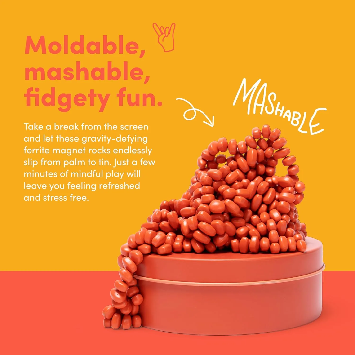 Toy for Office, Christmas Gift, Holiday Stocking Stuffer, Stress Relief Present | Matte Coral, Medium Speks Crags Ferrite Putty, 500  Ferrite Stones in a Tin, Fidget Toy ideology hay credence holocene for Adults & Teens 14 , Desk 