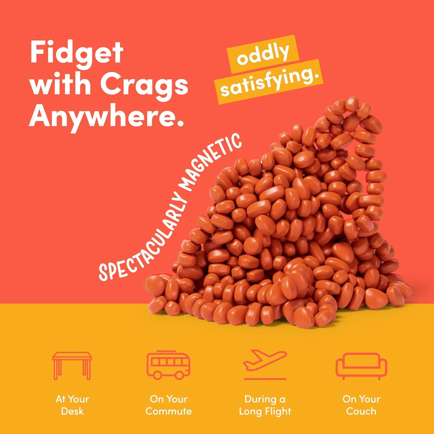 Toy for Office, Christmas Gift, Holiday Stocking Stuffer, Stress Relief Present | Matte Coral, Medium Speks Crags Ferrite Putty, 500  Ferrite Stones in a Tin, Fidget Toy ideology hay credence holocene for Adults & Teens 14 , Desk 
