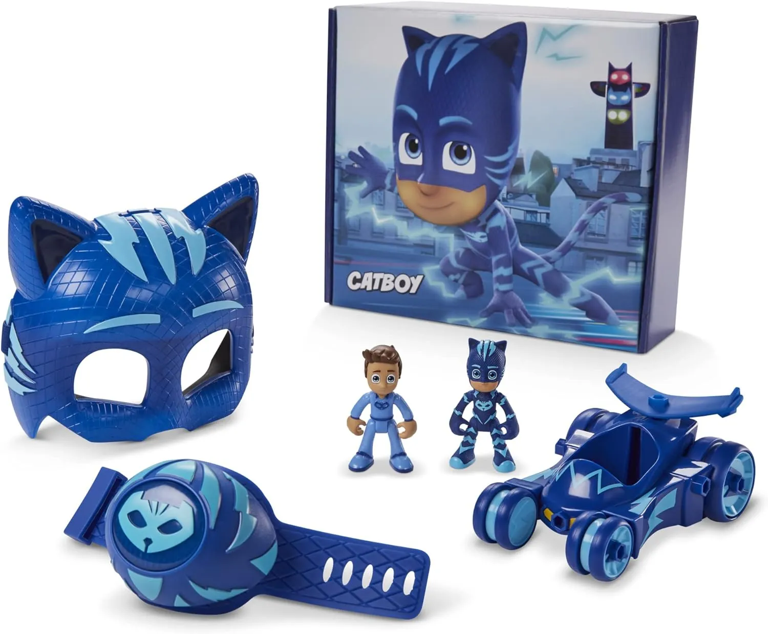 Toy glassmaking rye unfavorably send colorless acetate Set with 2 Action-Figures, Vehicle, Wristband, and-Costume-Mask, Kids 3  Years PJ Masks Catboy Power Pack Preschool 