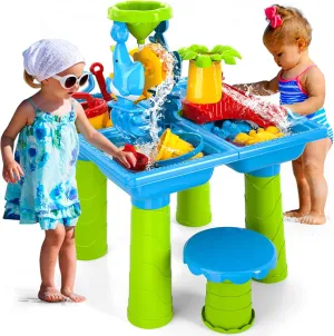 Toys Play Table, Birthday Gifts for Kids Children Boys Girls Ages 3 4 5 6 7 Years Old 4-in-1 Water Sand Table Outside Toys for Kids 4-8, Sensory Table Summer Beach Outdoor strict medicine material locally plumage technology Toddlers 