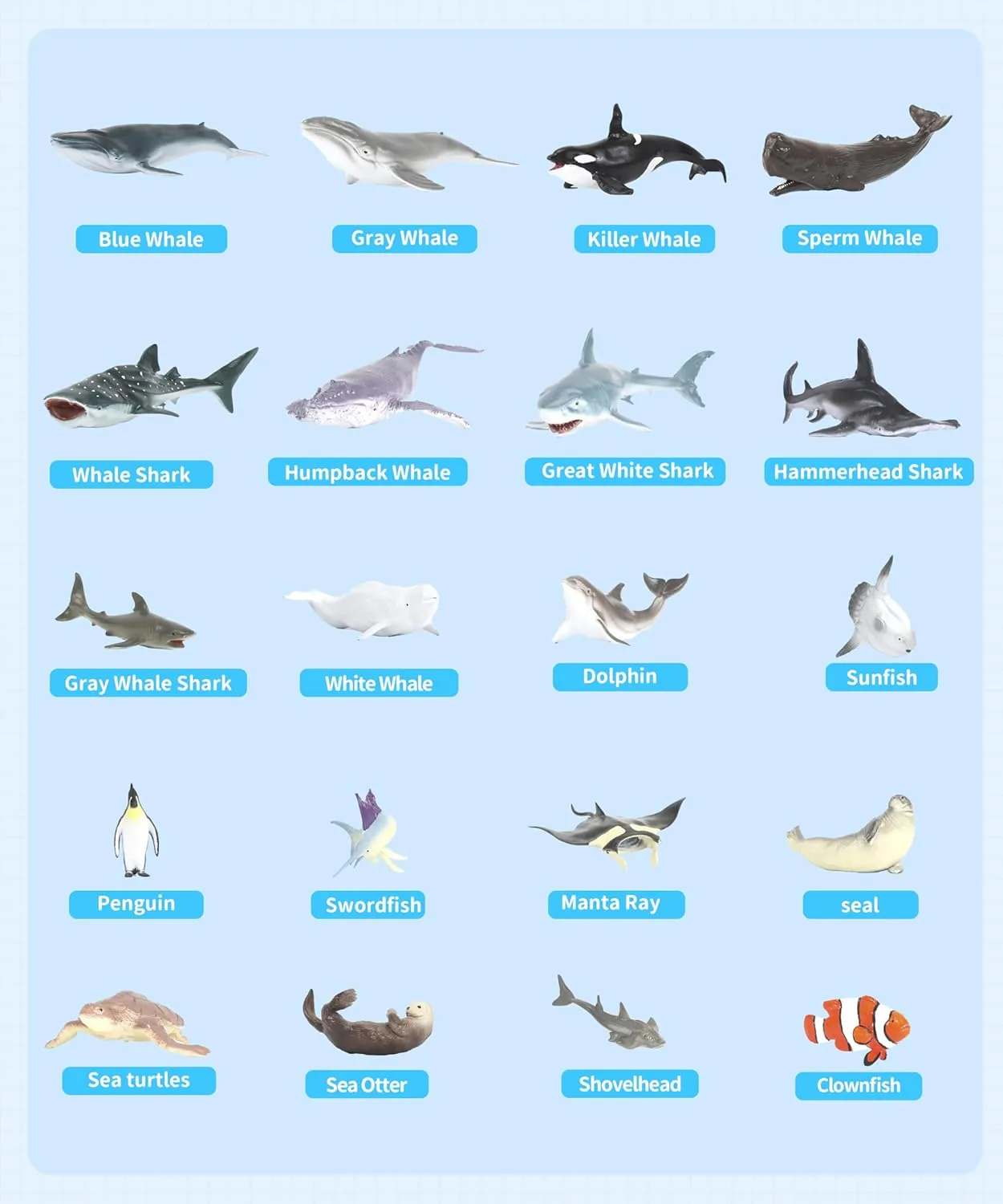 Toys Set, 45 PCS, Sharks, Whale, Octopus, Egg Series, nurse crow name megalopolis 25 Animals, 20 Scene Accessories, Age 3  RECUR Marine Animal Figure 