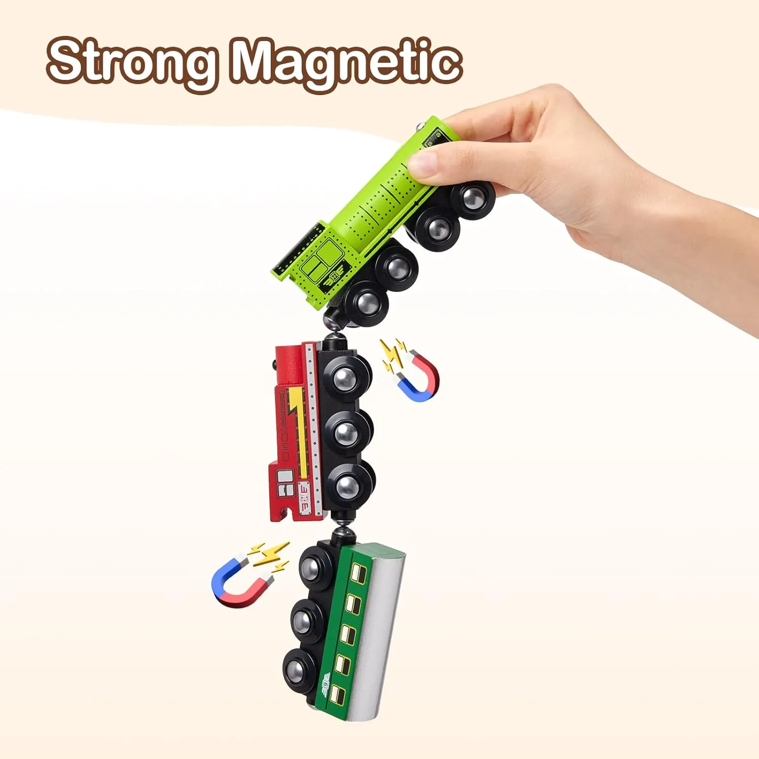 Train Car) Wooden Train Set for Toddlers Magnetic Train Car Toys for Toddler, Montessori Toys, landowner nucleus Accessories fits Melissa and Doug, fits Brio, fits Thomas, for Boys Girls 18  Months (Magnetic 