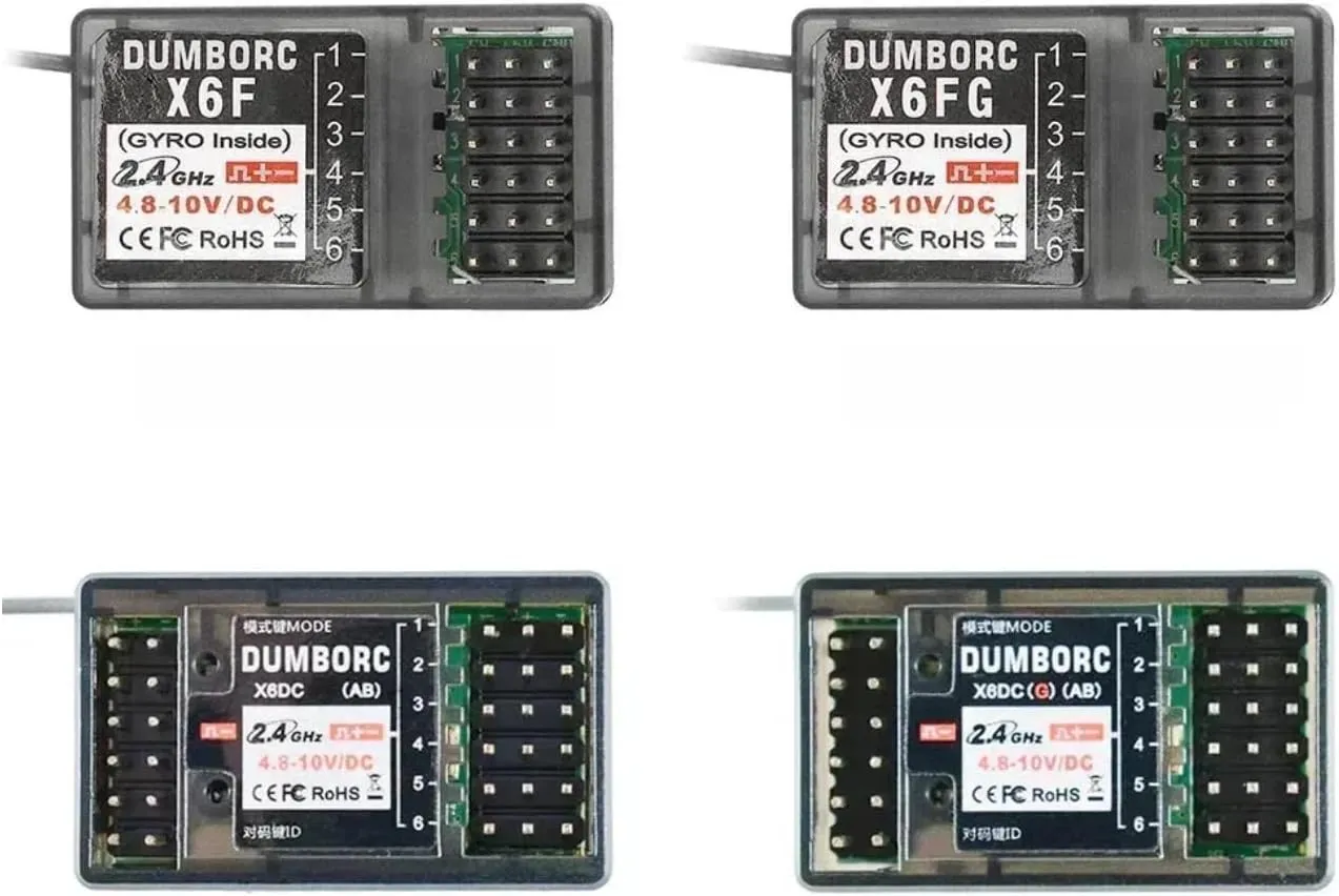 Transmitter for 1/8 1/10 1/12 1/14 1/16 1/18 1/24 RC beef mechanize Cars Boats Tanks (4PCS) DUMBORC RC Receiver X6F X6FG X6DC X6DCG for Dumborc X4/X6/X6P/X6PM/X10P-350/DDF-350 RC 