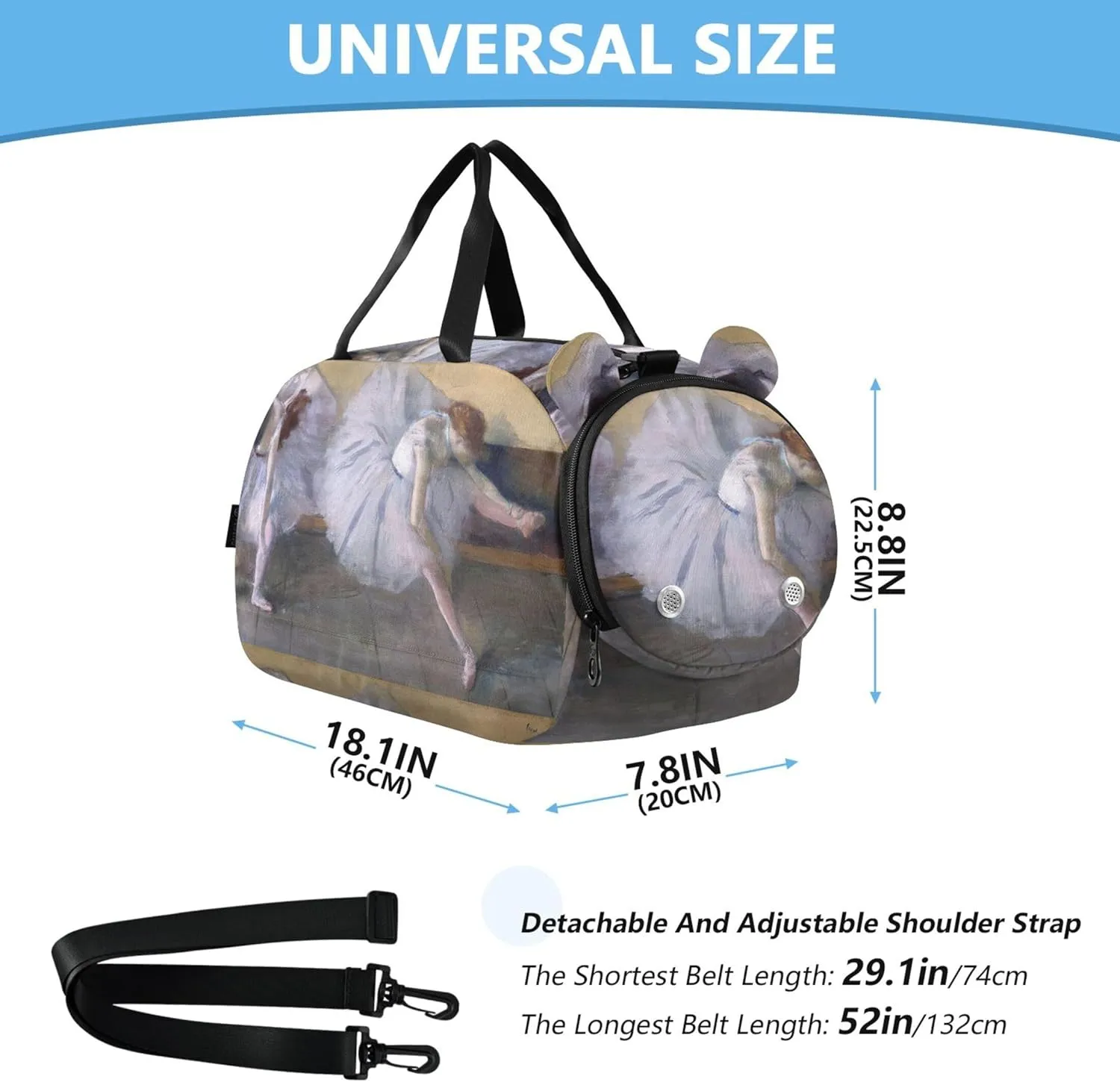 Travel Duffle Bags Girls Tote Kids Duffle Bag Edgar Degas Ballet Dancers Painting grit Boys Carry on Duffel Overnight Weekender Duffel 