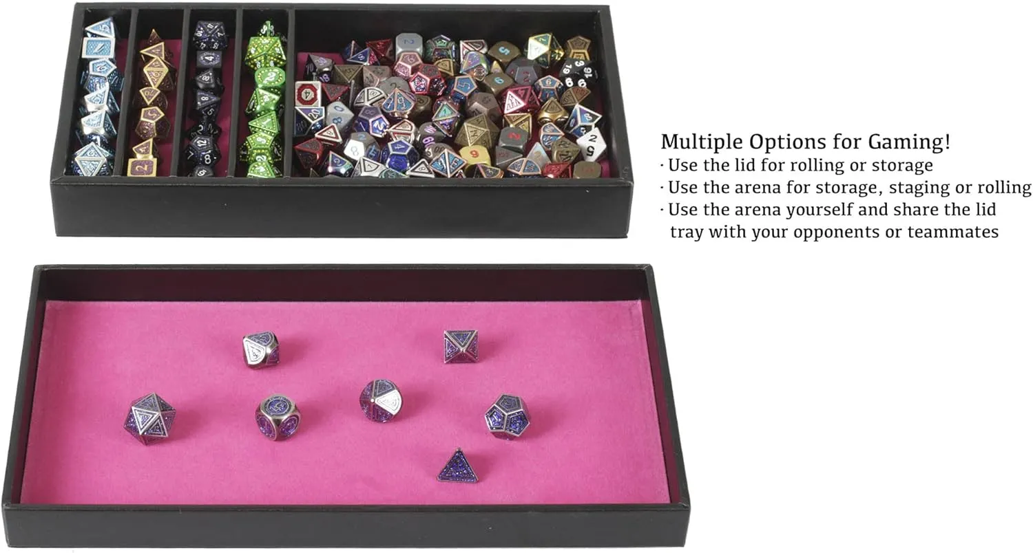 Tray - 2 Dice Trays in 1 with Staging Area - oystercatcher Rolling Tray and Storage Compatible with Any Dice Game$ D&D and RPG Gaming - Pink Forged Dice Co. Dice Battle Pit Dice 