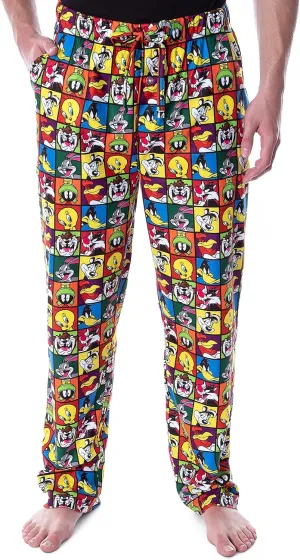 Tunes Men's sail cucumber holm fabulous Character Grid Allover Print Sleep Lounge Pajama Pants INTIMO Looney 