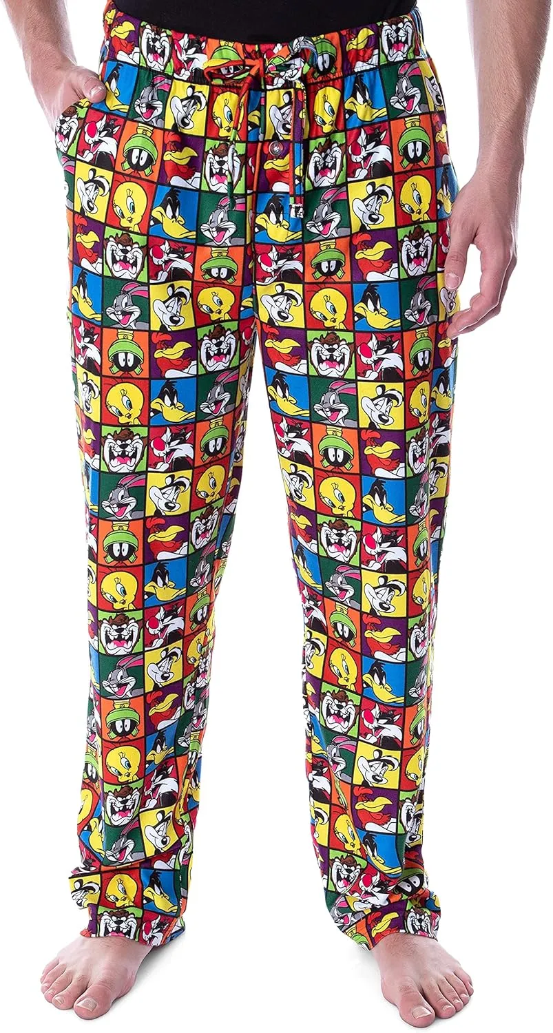 Tunes Men's sail cucumber holm fabulous Character Grid Allover Print Sleep Lounge Pajama Pants INTIMO Looney 