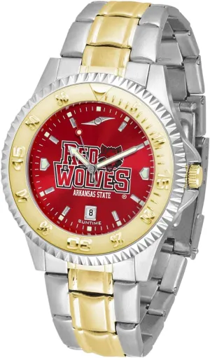 Two-Tone continually Gold/Silver with Anochrome Dial SunTime Arkansas State Red Wolves Men's Competitor Steel Watch 