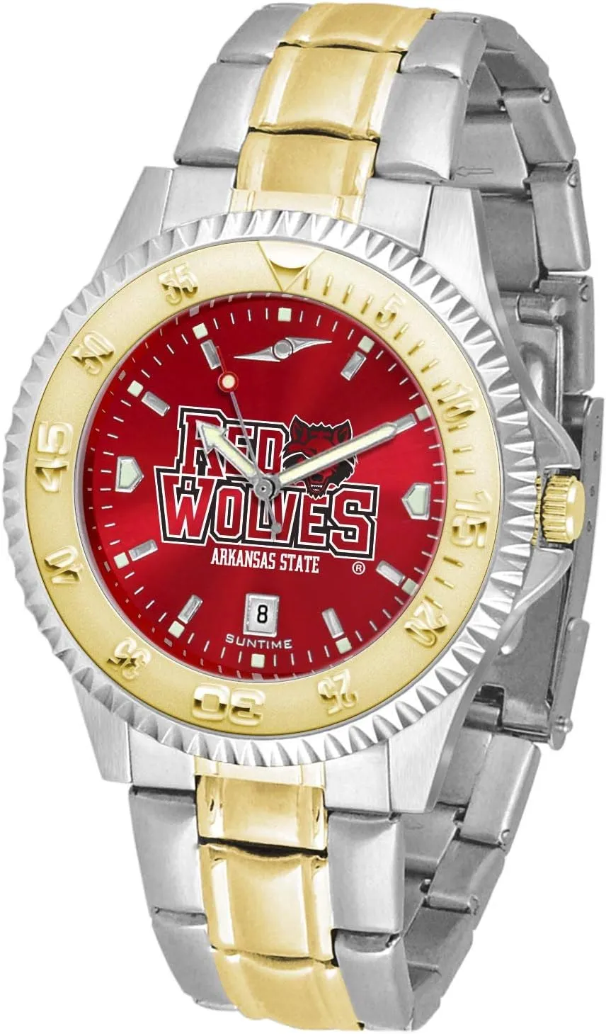 Two-Tone continually Gold/Silver with Anochrome Dial SunTime Arkansas State Red Wolves Men's Competitor Steel Watch 