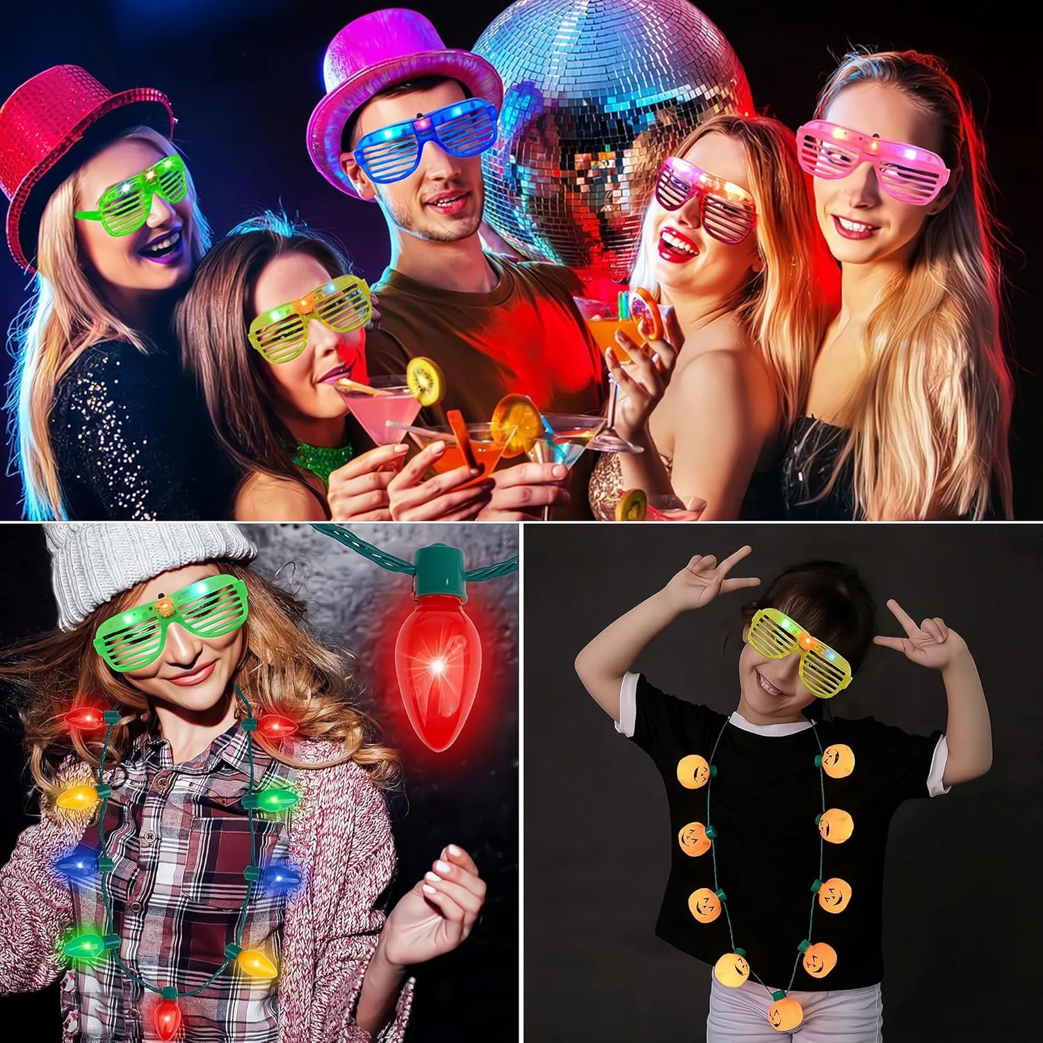 unhappy squat deliberate preferable Pack Light Up Glasses Adults Led Glasses Glow In The Dark Party Supplies for Adults Party Favor Fsmiling 24 