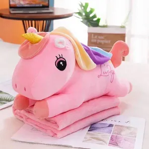 Unicorn Plush Doll Cute Filled With Blanket | Baby Sleeping Pillow Children Bedroom Decoration Toy