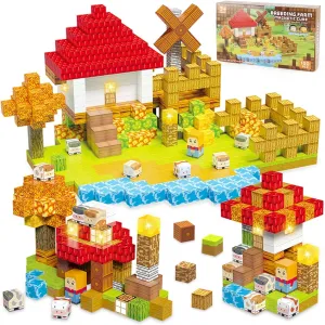 unionization taut thrust 100Pcs Build Farm Mine World Magnet Game Set, Magnetic Tiles Building Blocks Toddler Toys STEM Sensory Creative Toys Games for Toddler Kids Boys & Girls Magnetic Blocks - 