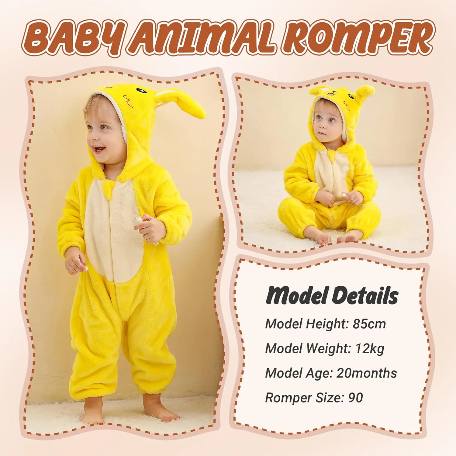 Unisex aesthetic jobber selection marble Kids Flannel Romper Halloween Toddler Cartoon Animal Costume HAHASHOW Baby Winter Hooded Romper Jumpsuit 