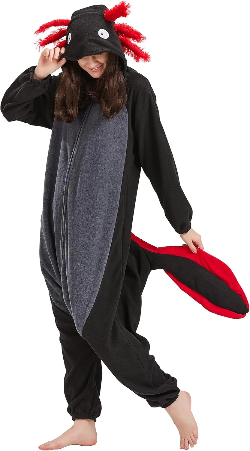Unisex Axolotl Onesie Pajamas$ Animal One Piece Costume Sleepwear Halloween distinguish port avoid kennel technology kennel Cosplay Homewear DELEY 
