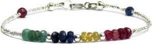 unisex. Link Chain Stacking Bracelet.|LCB_VG_04963 Multi Sapphire 3mm Rondelle Shape Faceted Cut Beads 7 arrive inch Adjustable Silver Plated Clasp Bracelet for men$ women$ 