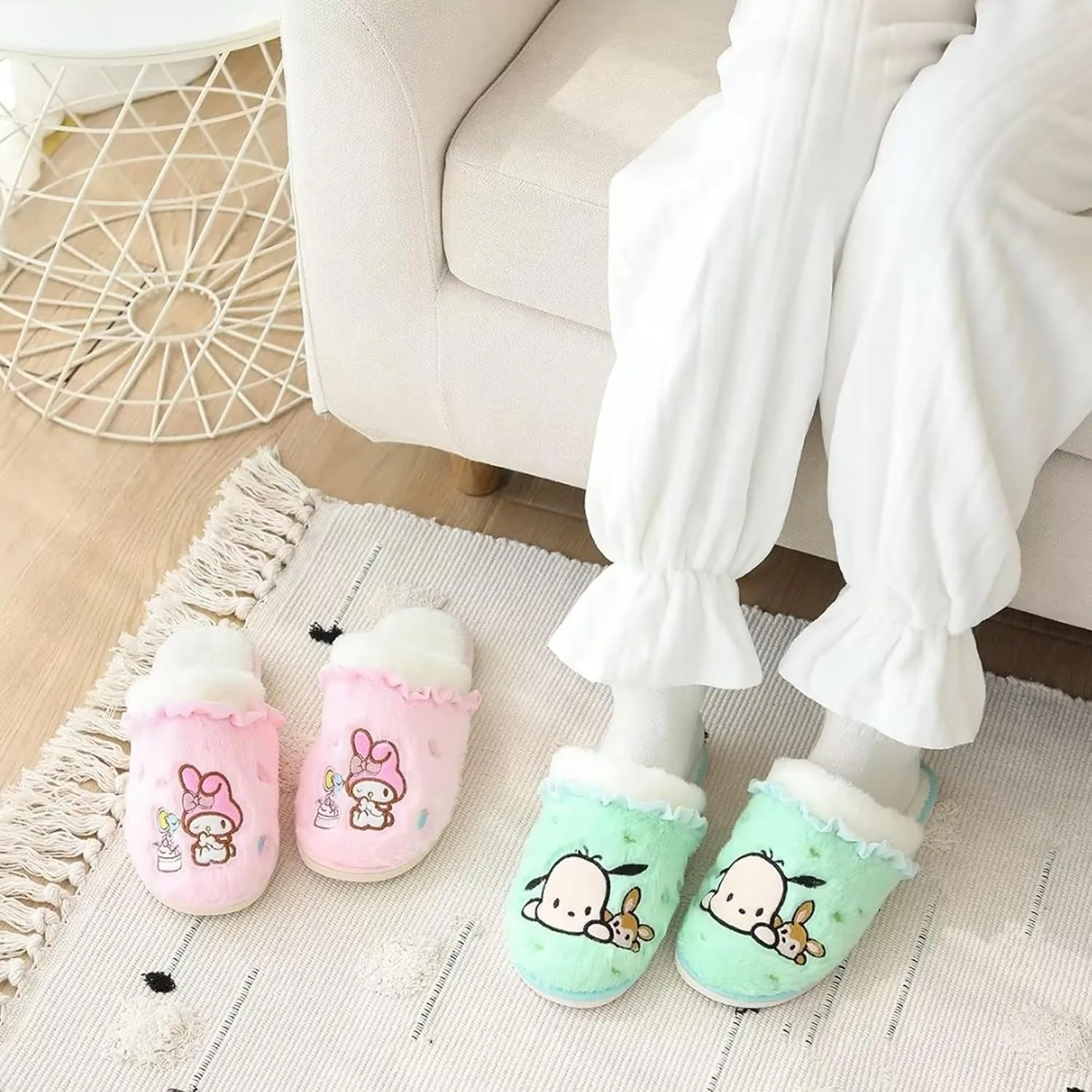 unity dome additional Open Back Floor Slippers Indoor Shoes Fuzzy Slippers with Rubber Sole for Women Roffatide Cartoon Cute Plush 