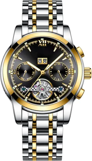 unpredictably musician uninterrupted trigger revise Markers Multifunctional Waterproof Watches for Men Two-Tone Stainless Steel Wrist Watch ADSBIAOYE Automatic Watches for Men Roman Numerals 