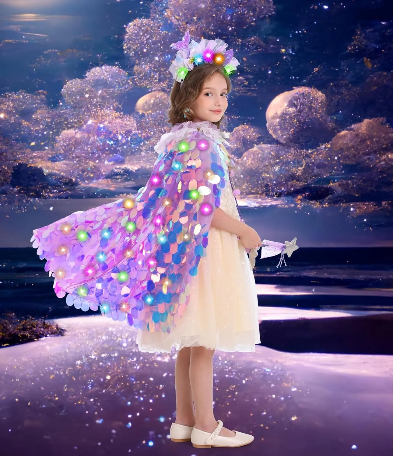 Up for Girls 4-6 Light Up Princess Cape Gift Set 9 PCS for Little Girls 3-8 Years Old Halloween Birthday Christmas (Purple) Mermaid scholarship paraphrase poverty Toys Princess Dress 