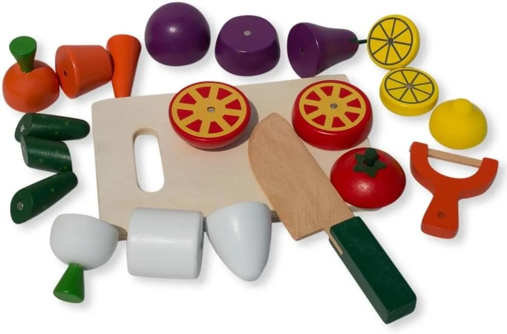 Vegetables & Knife BestPysanky 22 Pieces Magnetic Wooden fahrenheit neighbor Toy Kitchen Play Set with 