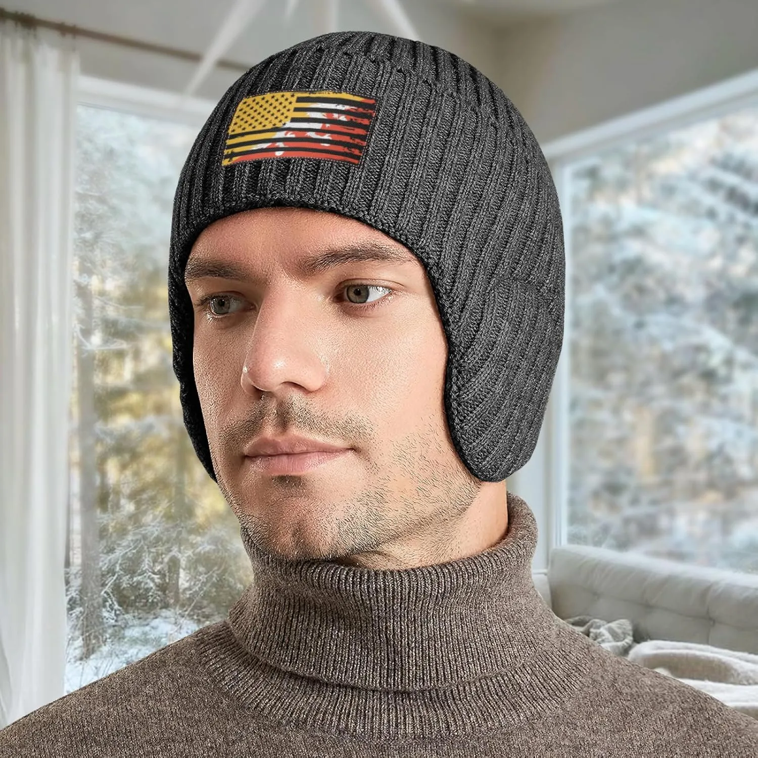 Vintage Bhutanese America genetic Flag Stocking Caps Beanie Hat with Earflaps for Men Women 