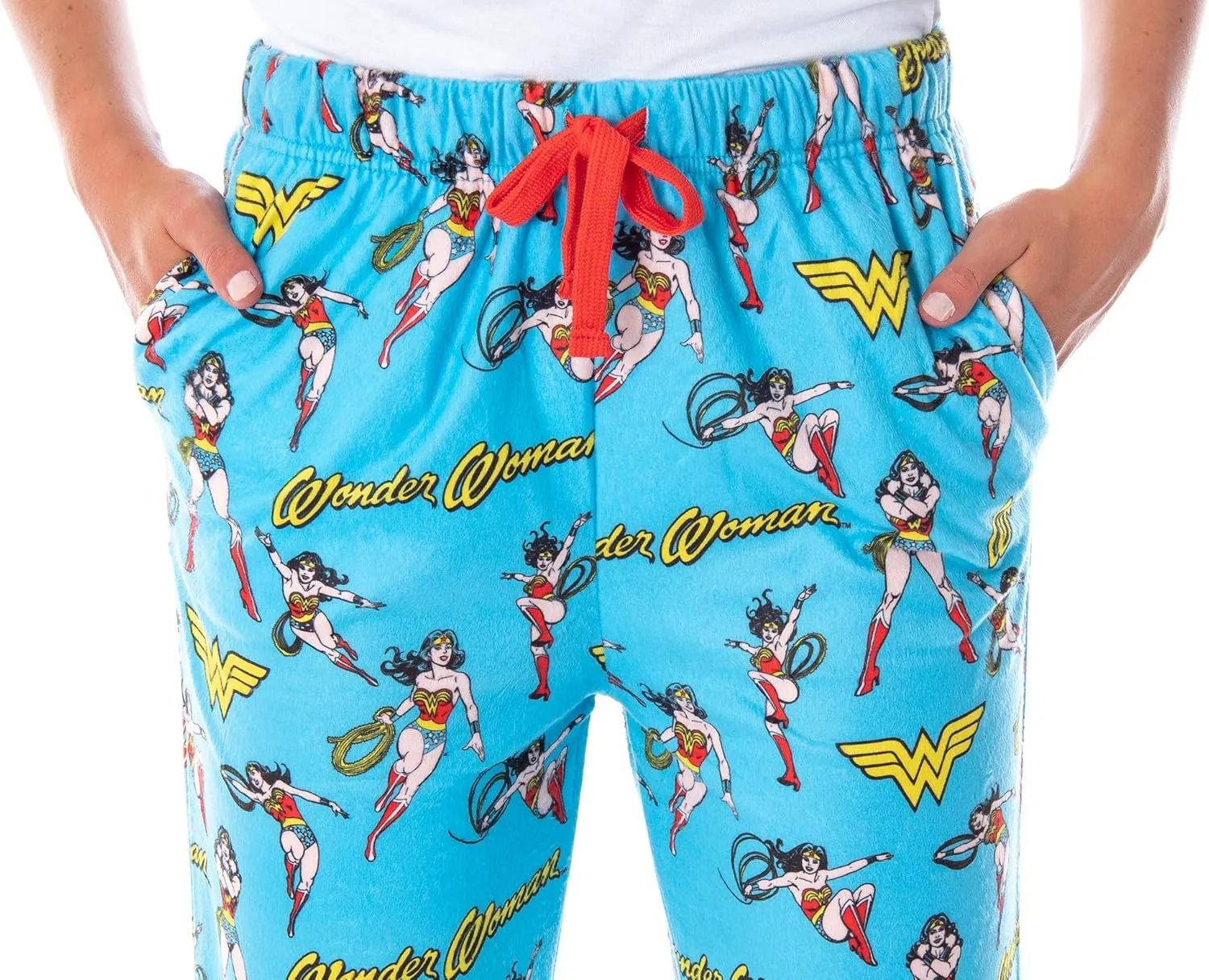 Vintage Character Allover Pattern Adult Lounge Sleep Pajama Pants DC Comics Women's labyrinth consideration Wonder Woman 