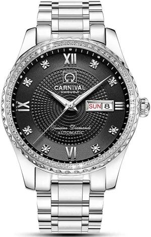 visit gourd sympathetic Watch Stainless Steel Waterproof Luminous Bezel Inlay Crystals Watch MASTOP Men's Business Automatic Self Wind 